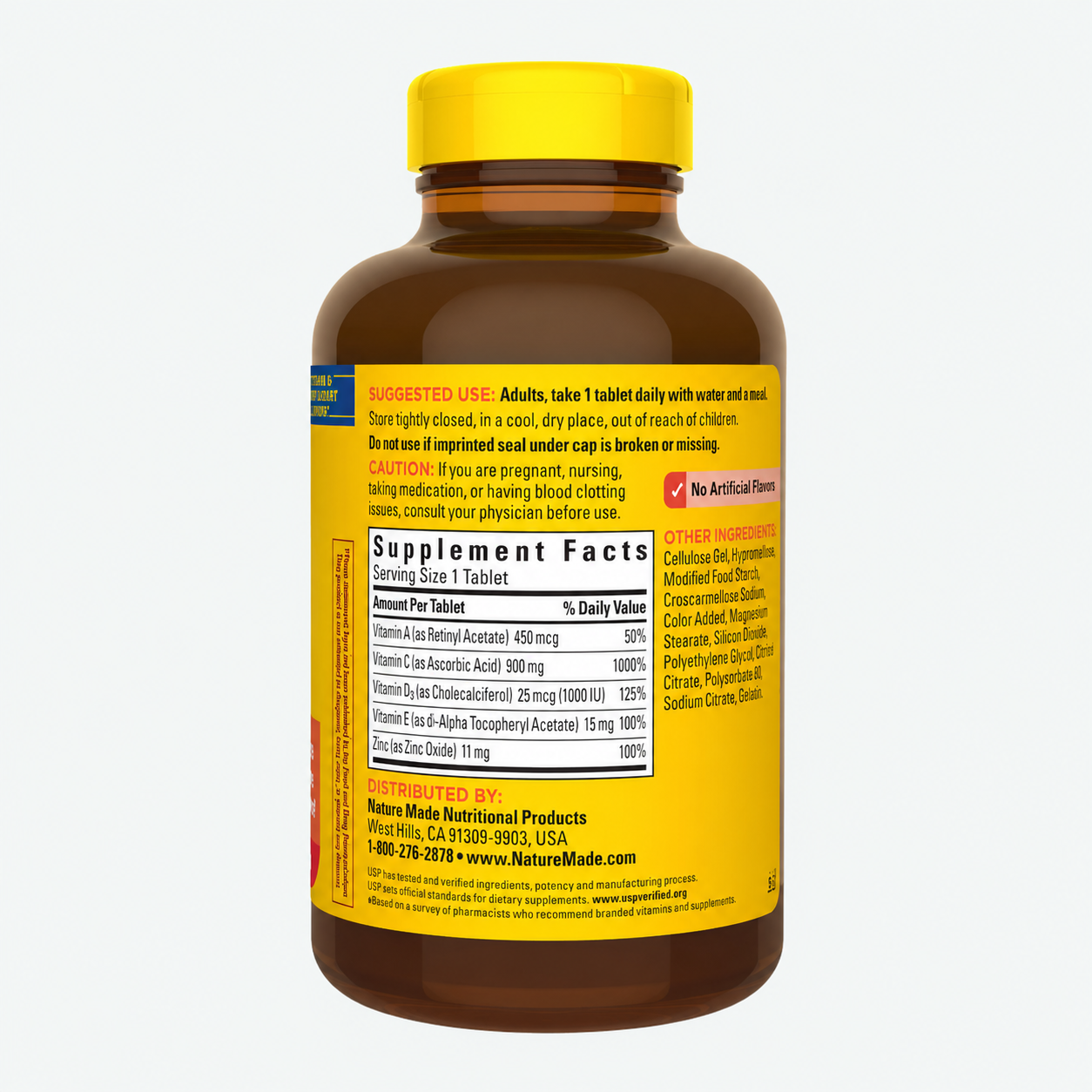 Nature Made - Vitamina C con Vitamina D3 y Zinc - Soporte para el Sistema Inmunológico | 200 Tabletas
