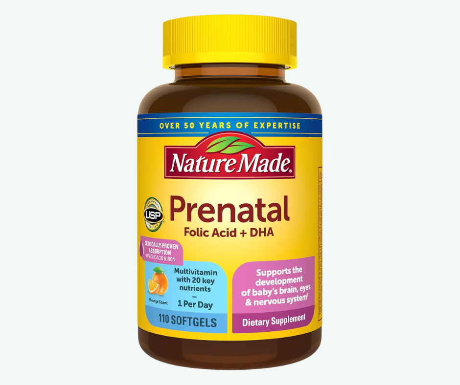 Nature Made - Vitaminas Prenatales para Mujeres con Ácido Fólico y DHA - Suplemento Prenatal de Vitaminas y Minerales para el Aporte Nutricional Diario | Softgels