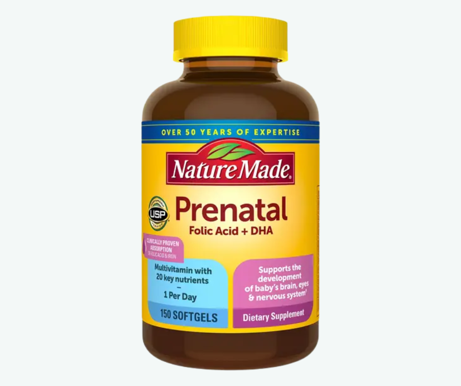 Nature Made - Vitaminas Prenatales para Mujeres con Ácido Fólico y DHA - Suplemento Prenatal de Vitaminas y Minerales para el Aporte Nutricional Diario | Softgels