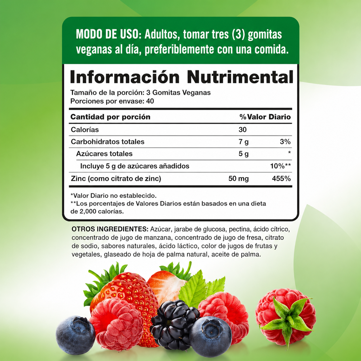Nature's Truth - Gomitas de Zinc para Adultos de 50 mg - Suplemento Vegano, sin OMG y sin Gluten Sabor a Frutos del Bosque | Gomitas