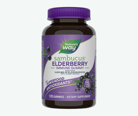 Nature’s Way - Extracto Concentrado de Saúco Negro 3200 mg – Soporte para Inmunidad con Vitamina C y Zinc | 120 Gomitas