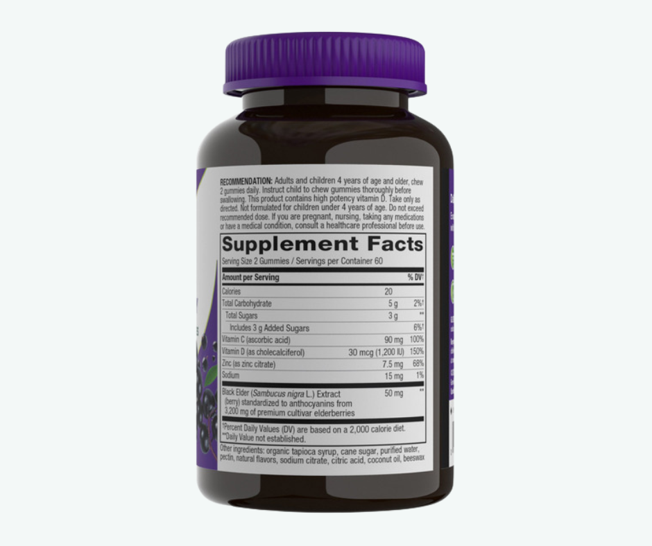 Nature’s Way - Extracto Concentrado de Saúco Negro 3200 mg – Soporte para Inmunidad con Vitamina C y Zinc | 120 Gomitas