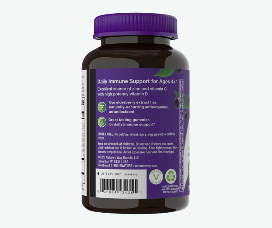 Nature’s Way - Extracto Concentrado de Saúco Negro 3200 mg – Soporte para Inmunidad con Vitamina C y Zinc | 120 Gomitas