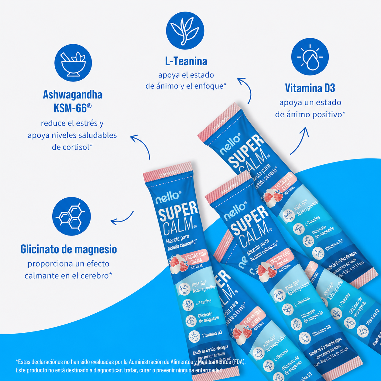 Nello - SuperCalm - Bebida Relajante Antiestrés Sin Azúcar | Sobres