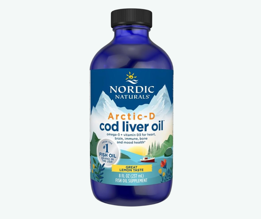 Nordic Naturals - Arctic-D Aceite de Hígado de Bacalao Sabor Limón - 1060 mg Total Omega-3s + 1000 IU Vitamina D3 - Apoyo para el Corazón, el Cerebro, los Huesos, el Sistema Inmunitario y el Estado de Ánimo | 237 mL