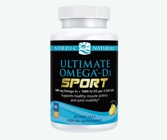 Nordic Naturals - Ultimate Omega-D3 Deporte Sabor Limón - 1480 mg Omega-3 + 1000 IU Vitamina D3 - Favorece la Salud Muscular y Ósea, la Concentración y la Resistencia | 60 Softgels