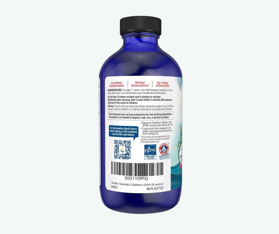 Children’s DHA 530 mg Omega-3 para Niños – Soporte Cerebral y Cognitivo