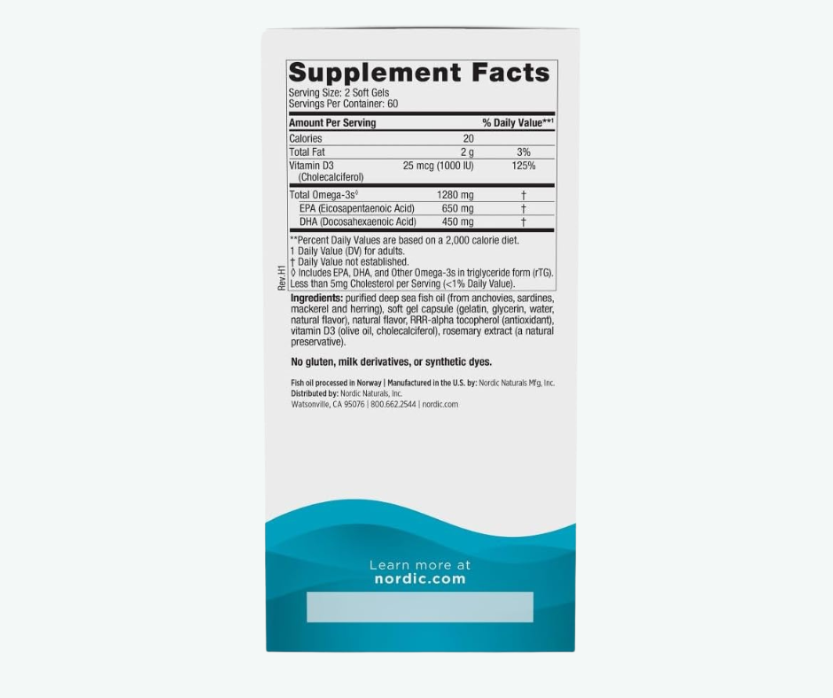 Nordic Naturals - Ultimate Omega-D3 – Omega 3 + Vitamina D3 para Corazón, Cerebro e Inmunidad | Softgels