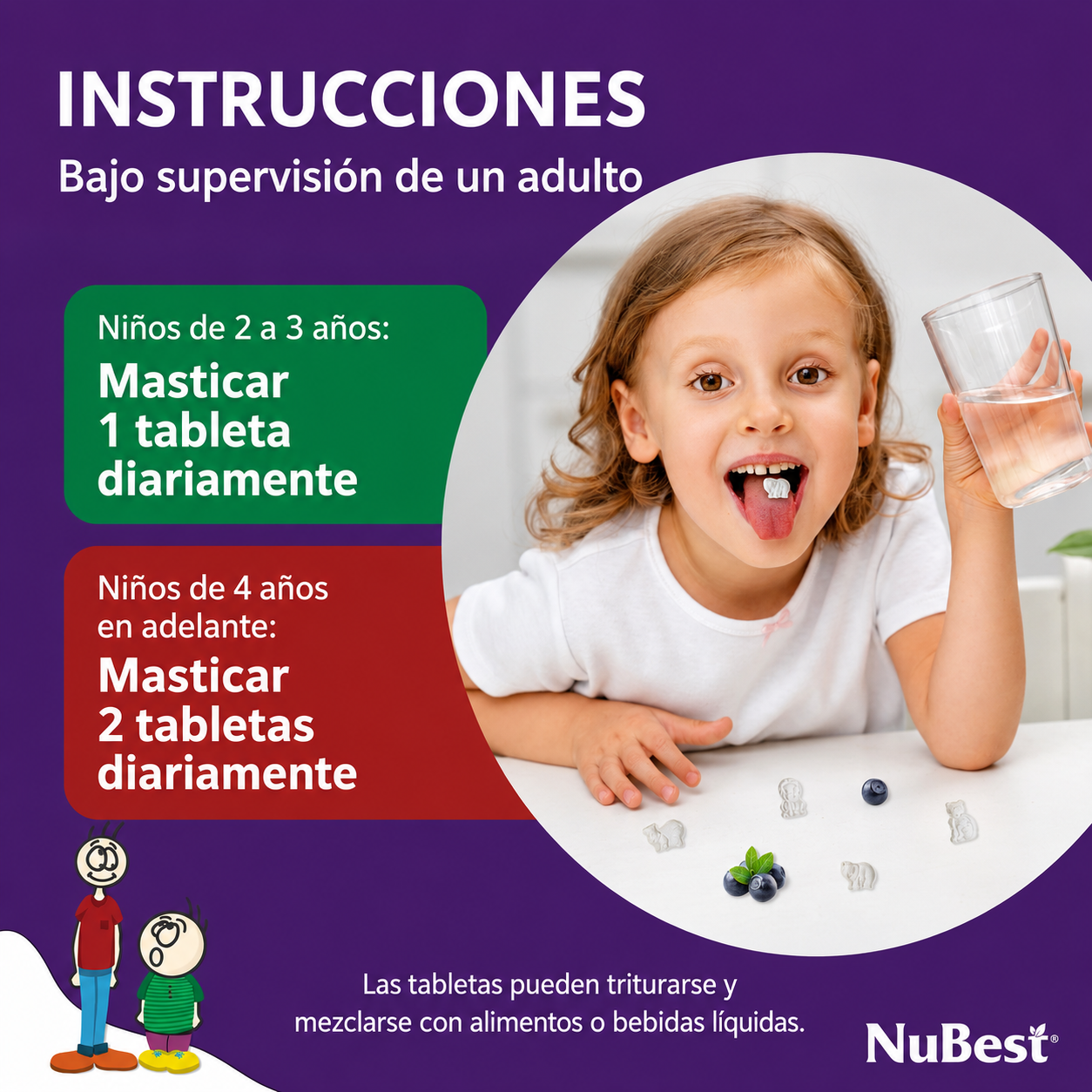 NuBest Tall Kids - Multivitaminas y Minerales para Niños de 2 a 9 Años - Fortalecimiento Óseo y Refuerzo del Sistema Inmunitario - Ayuda a los Niños y a los más Pequeños a Mantenerse Sanos | Tabletas