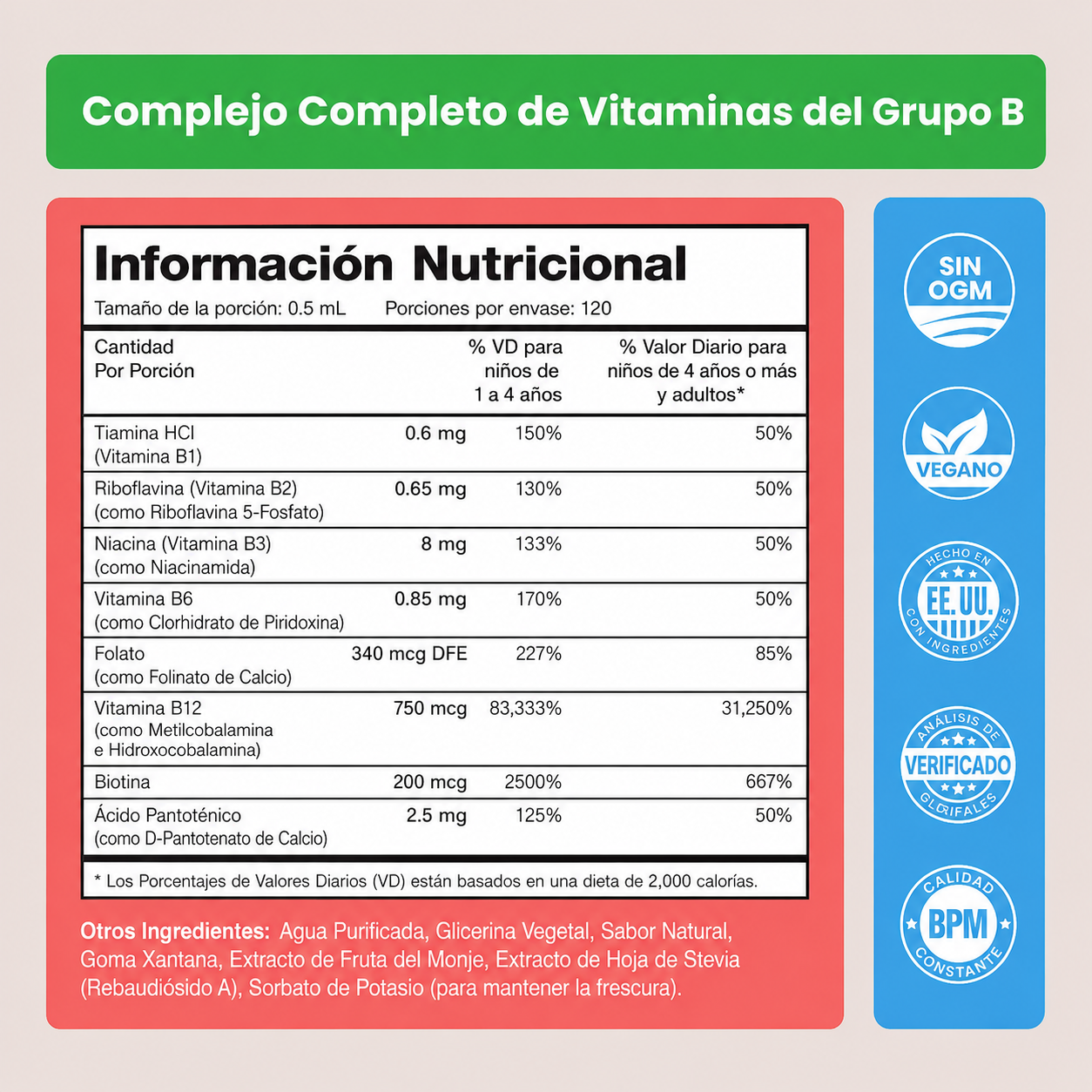 Nutra Champs - Suplemento Líquido en Gotas de Complejo Vitamínico B para Niños - B1, B2, B3, B6, B7, B9 y Methyl-B12 - Energía, Concentración y Metabolismo | 60 mL