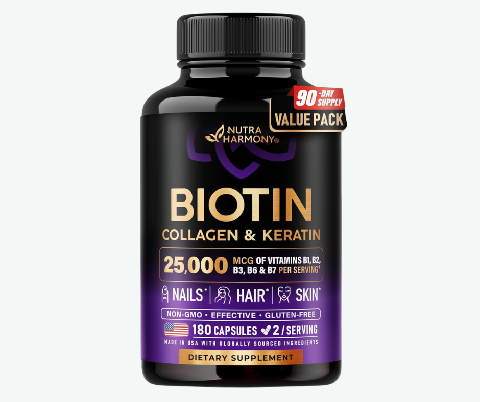 Nutra Harmony - Biotina, Colágeno y Queratina – Vitaminas para Cabello, Piel y Uñas | Cápsulas