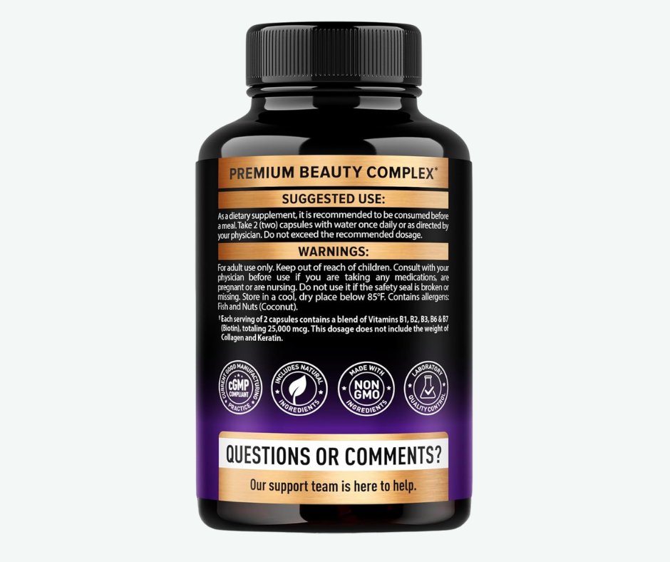 Nutra Harmony - Biotina, Colágeno y Queratina – Vitaminas para Cabello, Piel y Uñas | Cápsulas
