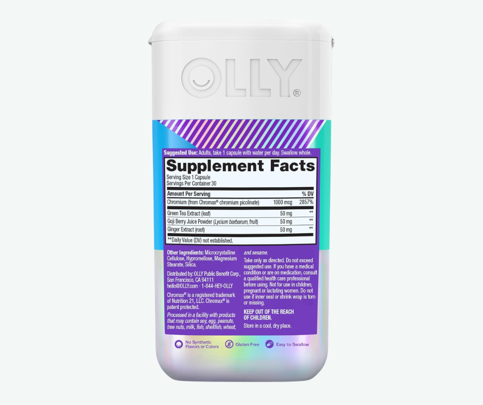 Olly Nutrition - OLLY Combat Cravings - Control de Antojos y Apoyo al Metabolismo | 30 Cápsulas