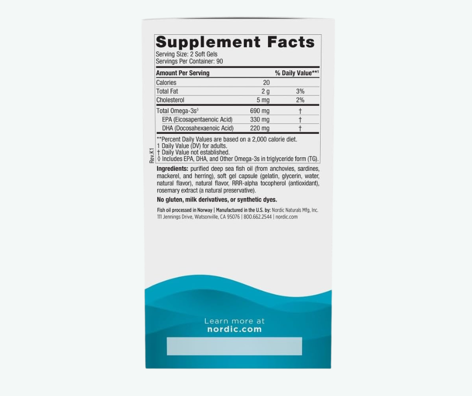 Nordic Naturals - Omega 3 690 mg - Corazón, Cerebro y Defensas Sabor Limón Premium | 60 Softgels