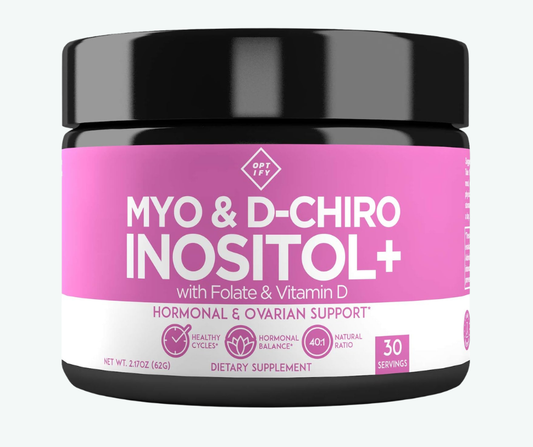 Optify - Myo-Inositol y D-Chiro Inositol Suplemento para Mujer - Proporción 40:1 con Ácido Fólico y Vitamina D - Favorece un Equilibrio Hormonal Saludable, Ciclos Regulares y la Salud de los Ovarios | 62 Gr