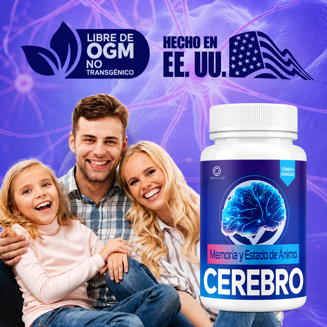 Ovicia - Cápsulas para la Memoria y el Estado de Ánimo - Fórmula Avanzada Premium con Ingredientes Totalmente Naturales y Vitaminas para la Salud y el Bienestar General | 60 Cápsulas