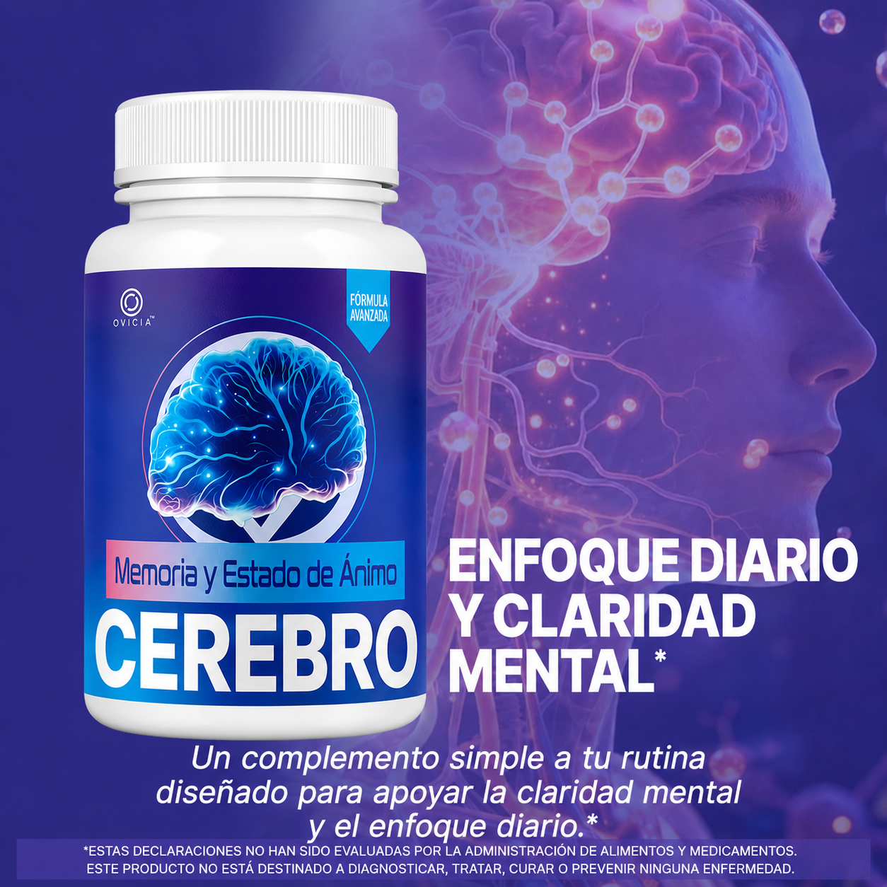 Ovicia - Cápsulas para la Memoria y el Estado de Ánimo - Fórmula Avanzada Premium con Ingredientes Totalmente Naturales y Vitaminas para la Salud y el Bienestar General | 60 Cápsulas