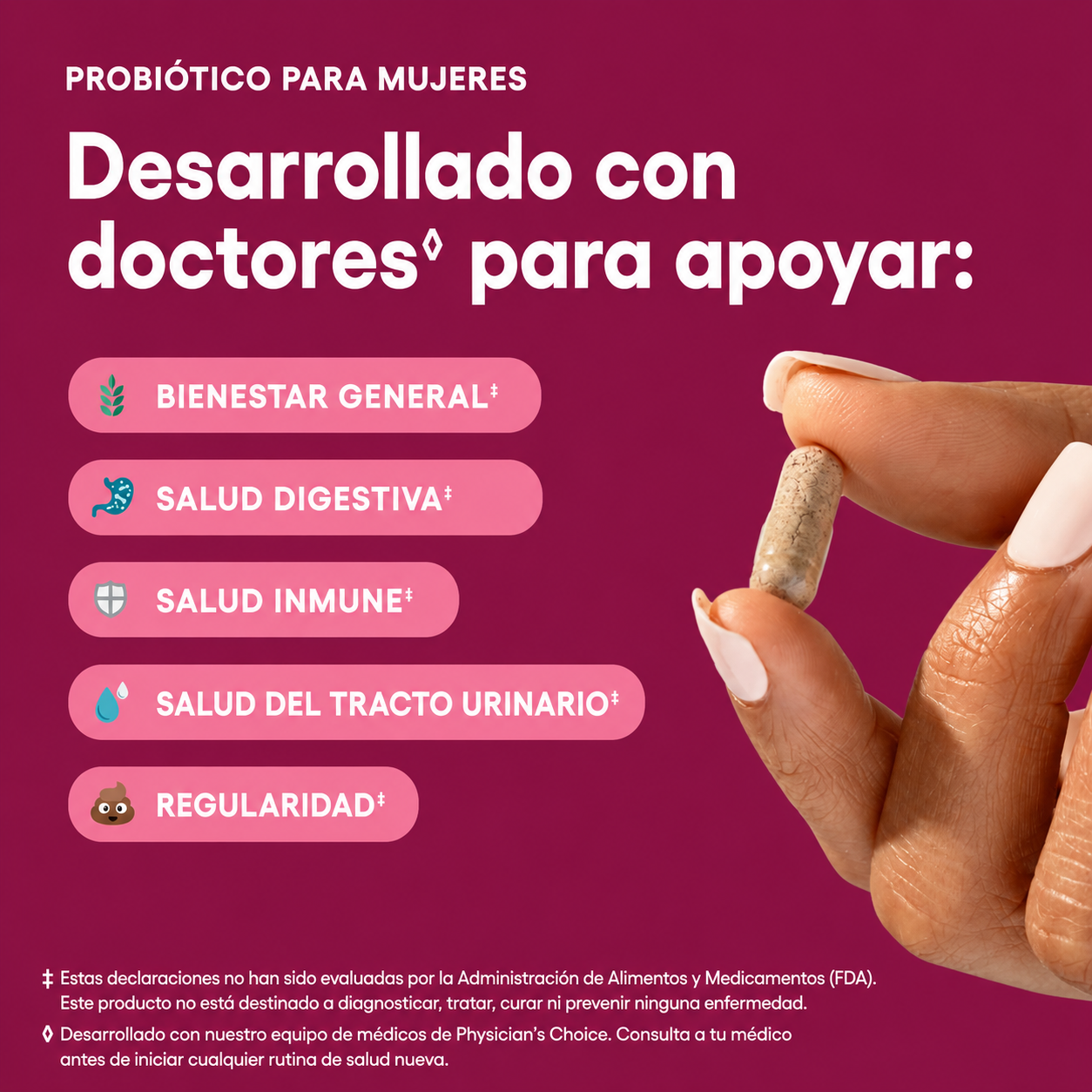 Physician’s Choice Women’s Probiotic Cápsulas – Probiótico para Salud Vaginal, Digestiva e Inmunológica