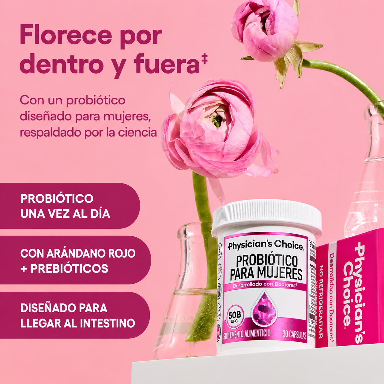 Physician’s Choice Women’s Probiotic Cápsulas – Probiótico para Salud Vaginal, Digestiva e Inmunológica