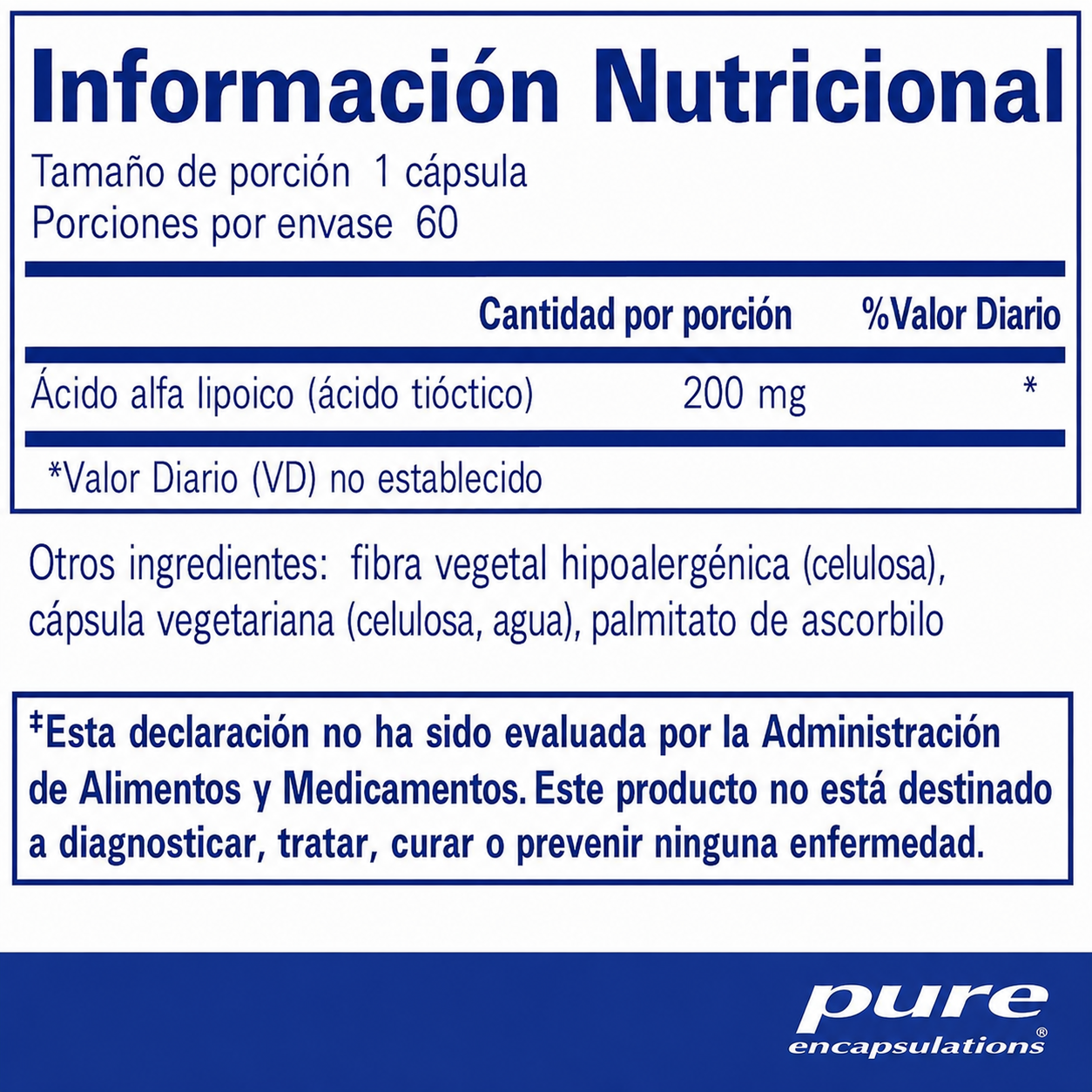Pure Encapsulations - Ácido Alfa Lipoico de 200 mg - Complemento de ALA para el Cuidado del Hígado, Antioxidantes, Salud Nerviosa y Cardiovascular - Apoyo al Metabolismo de los Hidratos de Carbono | Cápsulas