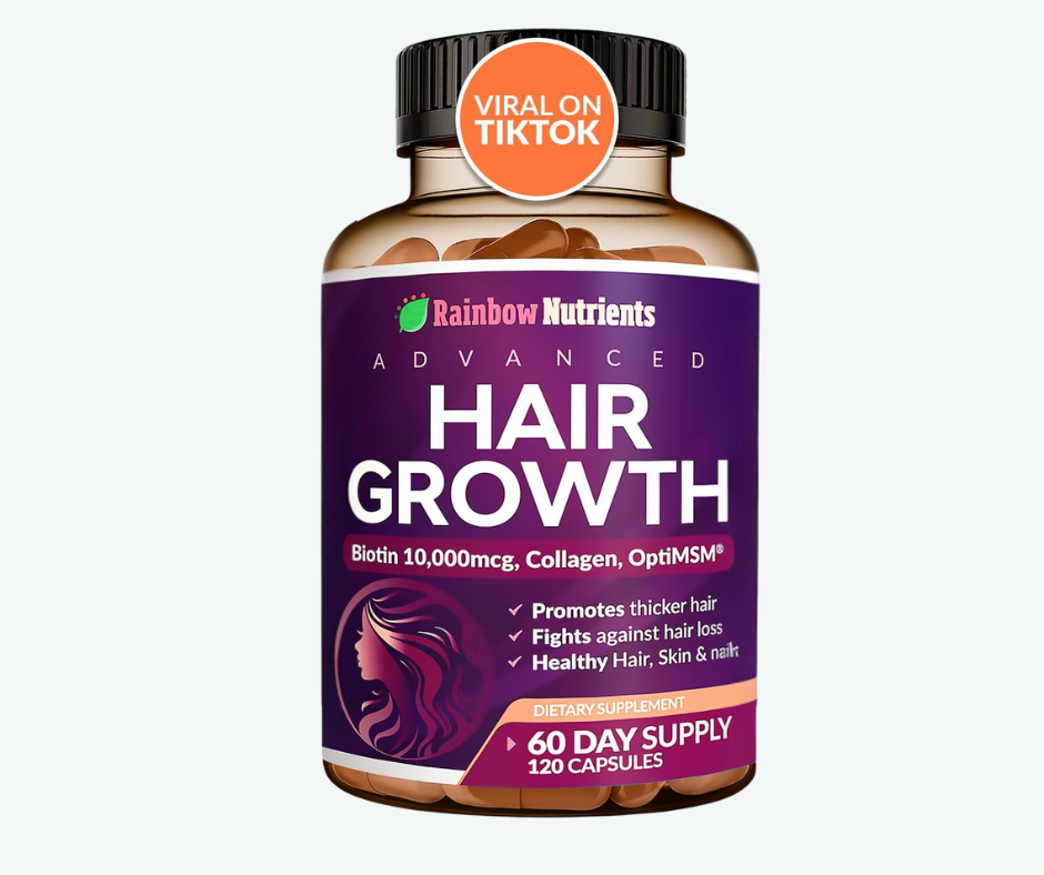 Rainbow Nutrients - Hair Growth – Biotina 10,000 mcg + Colágeno + MSM | Crecimiento Capilar Avanzado