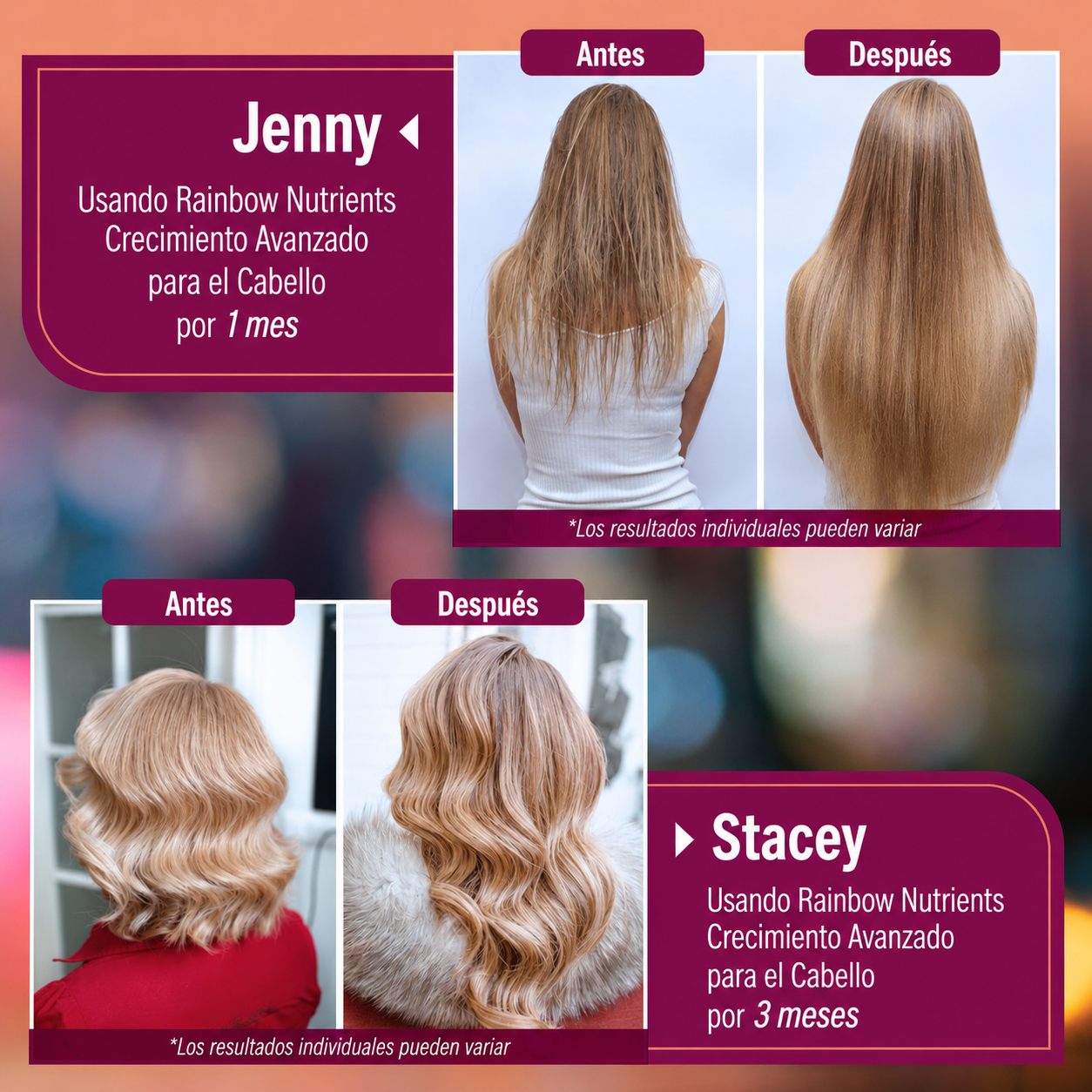 Rainbow Nutrients - Hair Growth – Biotina 10,000 mcg + Colágeno + MSM | Crecimiento Capilar Avanzado