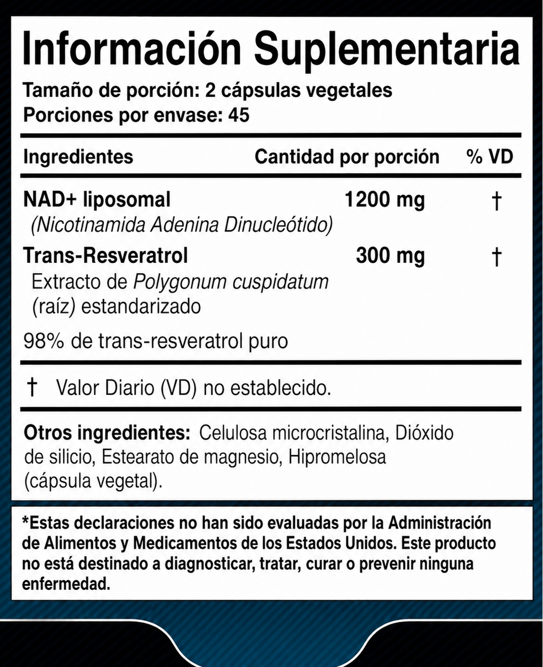 Resveratrol NAD+ 1500 – Apoyo para Energía Celular y Bienestar Antioxidante | LABSRX de Bienestar