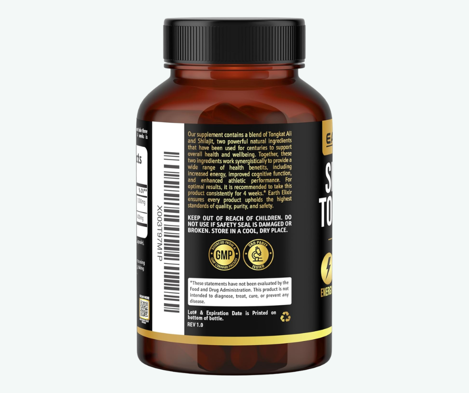 Shilajit & Tongkat Ali - Earth Elixir 180 Cápsulas | Energía, Rendimiento Masculino y Vitalidad