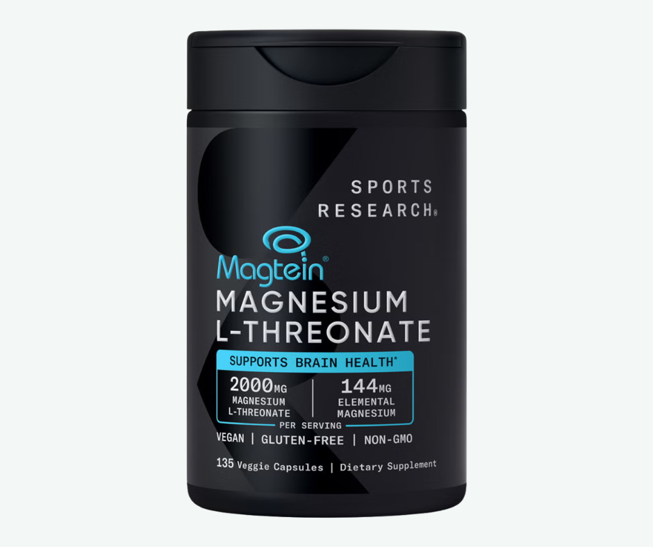 Sports Research - L-Treonato de Magnesio de 2000 mg con Magtein - Favorece el Funcionamiento Cerebral y el Sueño - Vegano, Sin OMG y Sin Gluten | 135 Softgels
