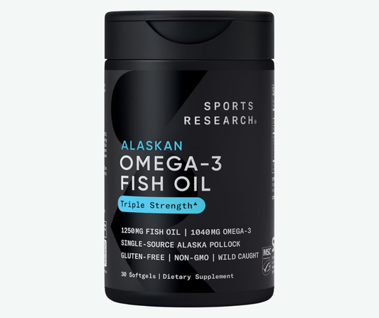 Sports Research - Omega-3 con Aceite de Pescado de Triple Concentración - Apoyo para el Corazón, Cerebro y Articulaciones | Softgels