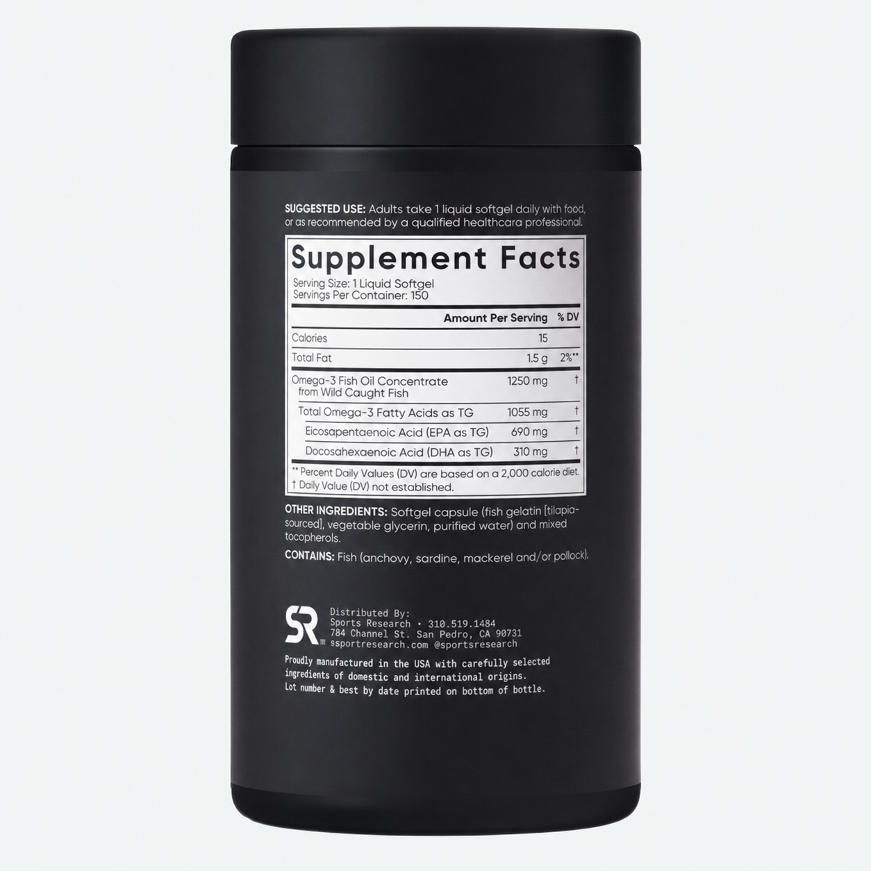 Sports Research - Omega-3 con Aceite de Pescado de Triple Concentración - Apoyo para el Corazón, Cerebro y Articulaciones | Softgels