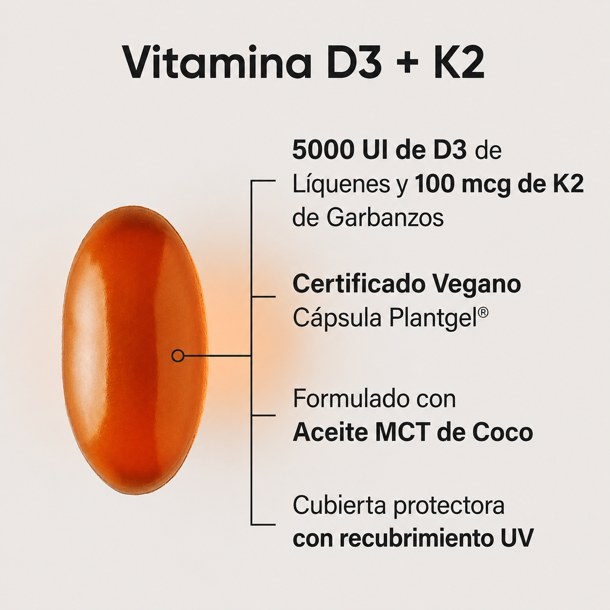 Sports Research - Vitamina D3 + K2 con Aceite de Coco - Vitamina D Vegana de 5000 UI (125 mcg) y Vitamina K Mk7 de 100 mcg - Cuidado de los Huesos y el Sistema Inmunitario | Softgels