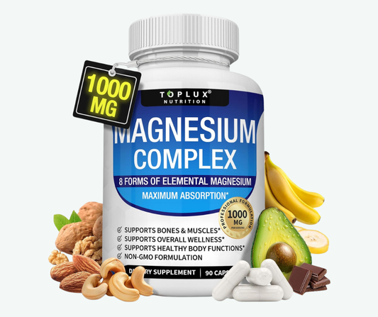 Toplux Nutrition - Magnesio Complex 1000 mg – Complejo de Magnesio con 8 Formas de Magnesio – Alta Absorción – 90 Cápsulas