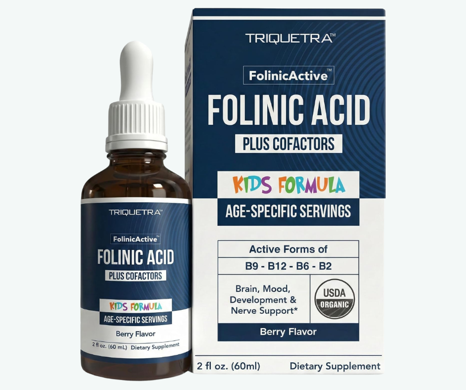 Triquetra - Ácido Folínico + Cofactores B12, B6 y B2 - Apoyo Suave a la Metilación para el Estado de Ánimo, la Energía y las Funciones Cognitivas - Dosis Adaptables a la Edad para Niños de 1 a 18 Años - Sabor a Frutos del Bosque | 60 mL