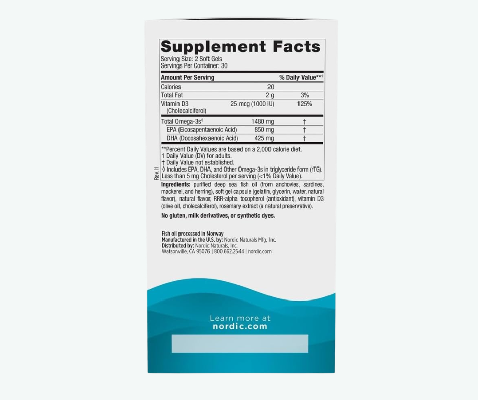 Nordic Naturals - Ultimate Omega + D3 Xtra 1480 mg - Omega-3 + 1000 IU Vitamina D3 | 60 Softgels