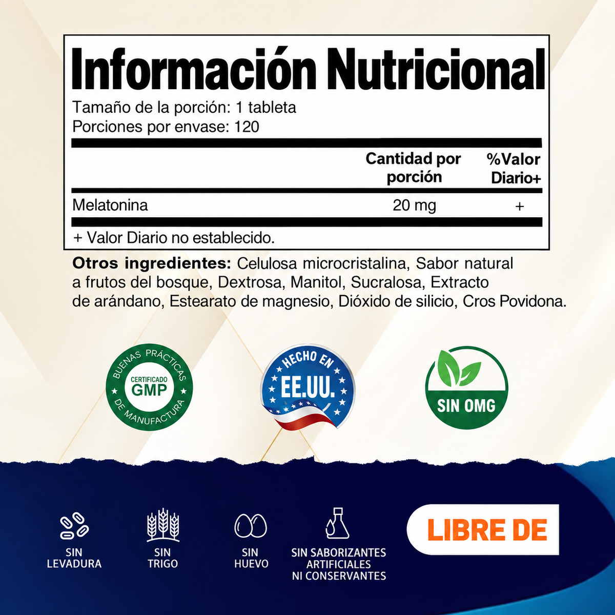 Vitamatic - Melatonina de 20 mg de Disolución Rápida | 120 Cápsulas