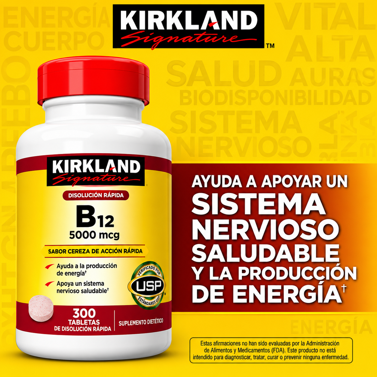 Vitamina B12 5000 mcg Metilcobalamina – 300 tabletas – Kirkland Signature