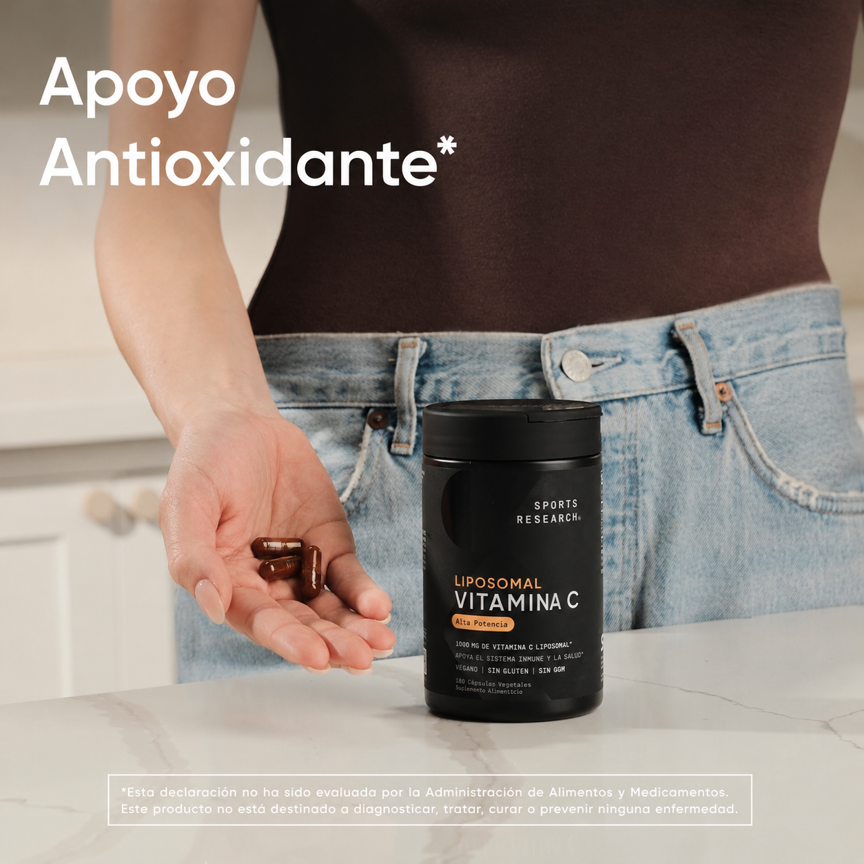 Sports Research - Vitamina C Liposomal 1000 mg – Alta Absorción - Refuerza Defensas | 180 Cápsulas Veganas