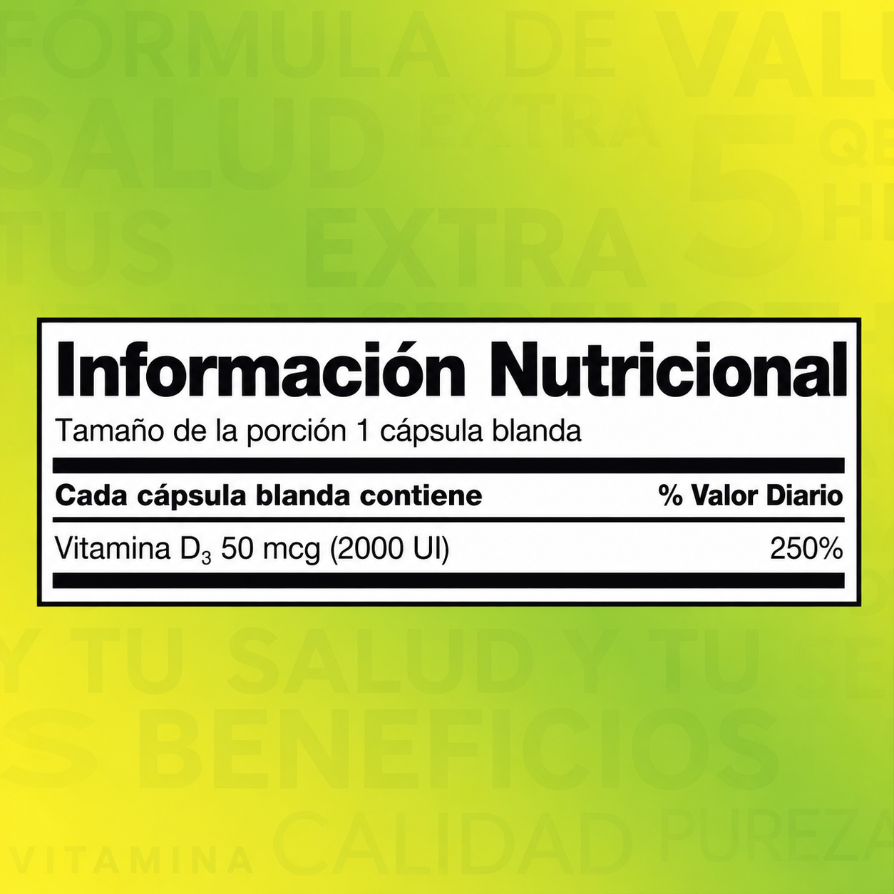 Vitamina D3 50 mcg (2000 IU) – Apoyo para Huesos, Sistema Inmunológico y Bienestar General | Kirkland