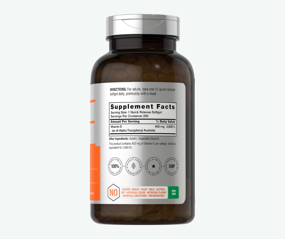 Vitamina E 1000 IU (450 mg) – 200 Softgels | Horbäach