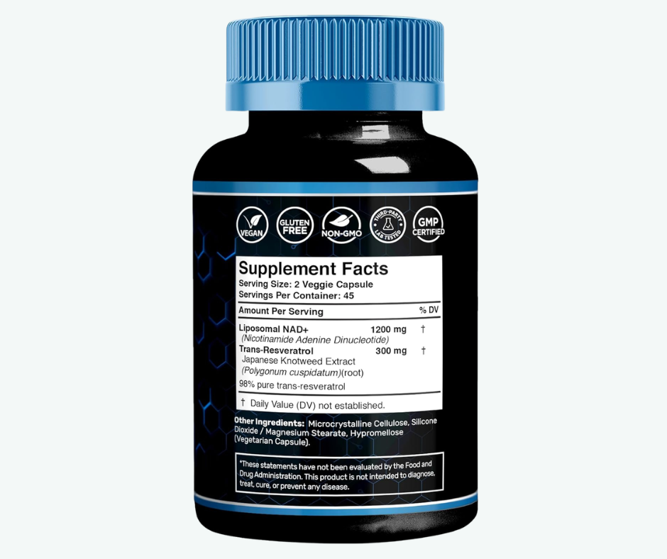 Wellness LABSRX - Resveratrol NAD+ 1500 – Apoyo para Energía Celular y Bienestar Antioxidante | 90 Cápsulas