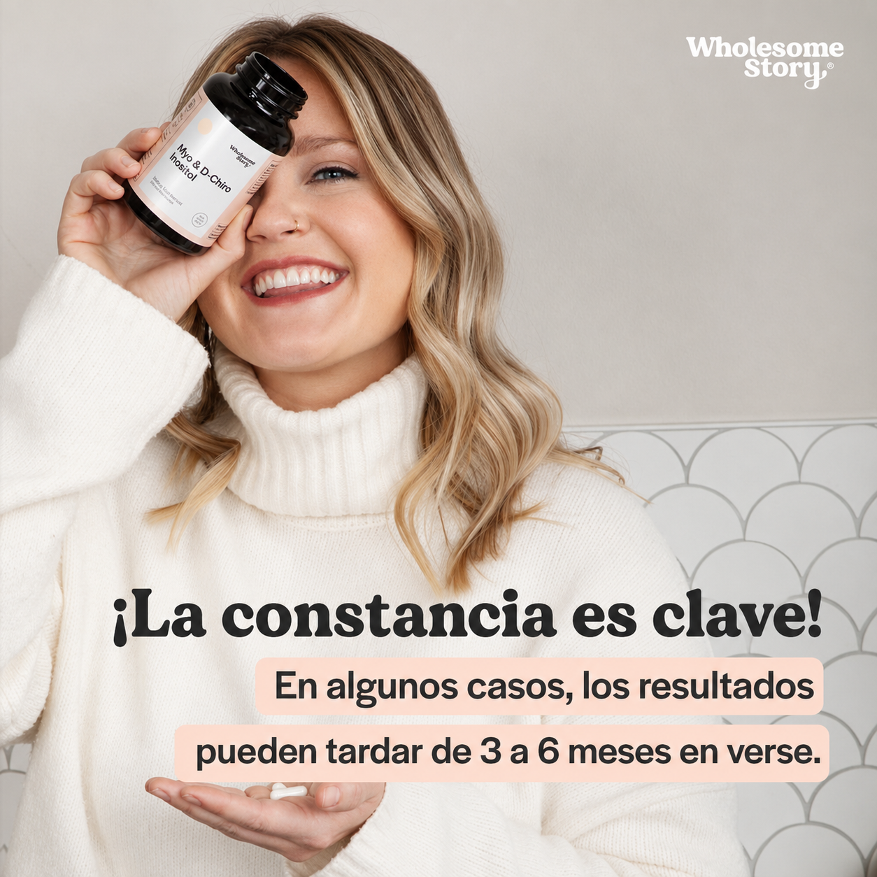 Wholesome Story - Suplemento de Mioinositol y D-Chiroinositol para Mujeres - Suplementos para la Fertilidad que Favorecen el Equilibrio Hormonal y la Salud Ovárica - Proporción Ideal de 40:1 | 120 Cápsulas