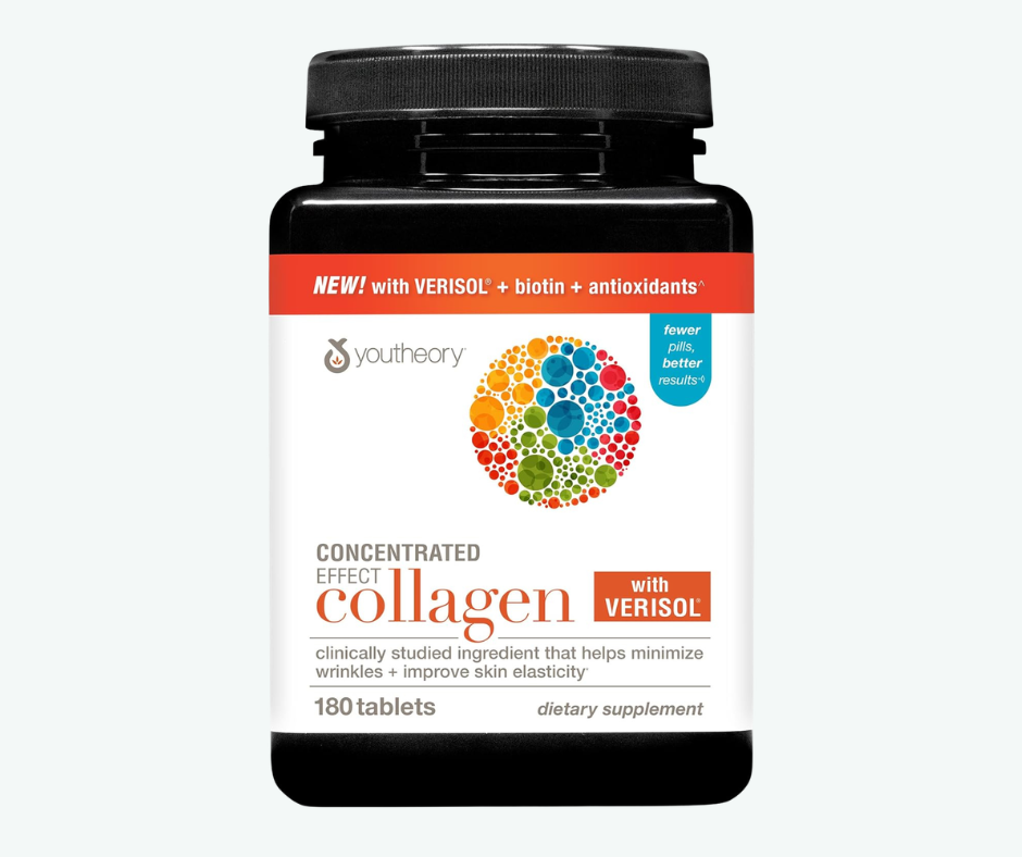 Youtheory - Colágeno de Efecto Concentrado con Verisol - Péptidos de Colágeno con Vitaminas C y B - Favorece la Salud del Cabello, las Uñas, los Huesos y las Articulaciones | Tabletas