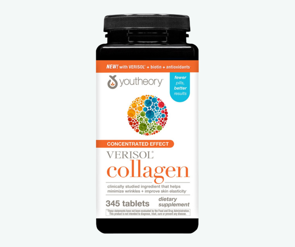 Youtheory - Colágeno de Efecto Concentrado con Verisol - Péptidos de Colágeno con Vitaminas C y B - Favorece la Salud del Cabello, las Uñas, los Huesos y las Articulaciones | Tabletas