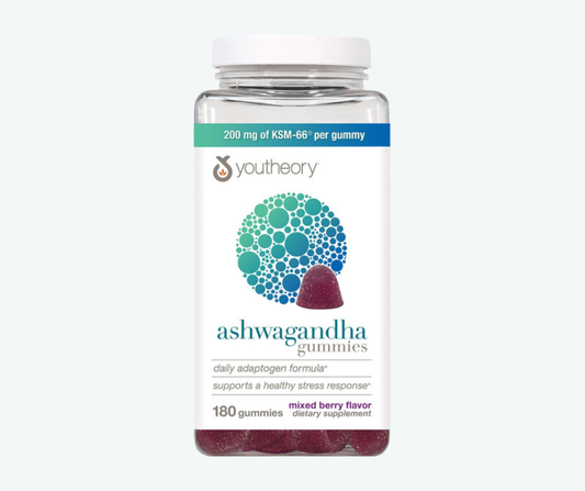 Youtheory - Ashwagandha Gomitas KSM-66® 200 mg por Gomita – Antiestrés y Equilibrio del Cortisol | 180 Gomitas
