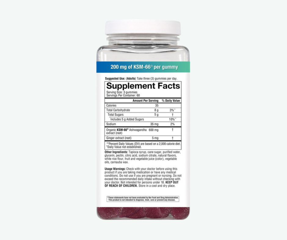 Youtheory - Ashwagandha Gomitas KSM-66® 200 mg por Gomita – Antiestrés y Equilibrio del Cortisol | 180 Gomitas