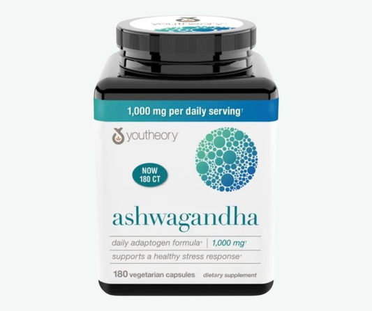 Youtheory - Ashwagandha de 1000 mg - Adaptógeno para Estrés y Energía | 180 Cápsulas